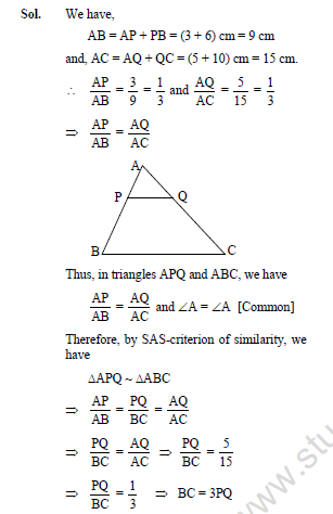 CBSE Class 10 Mathematics Triangles Worksheet Set E